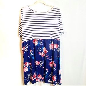 Women’s Short Sleeved Midi Floral Dress w/ Pockets